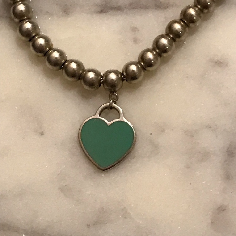 Sterling silver bracelet with Tiffany blue heart